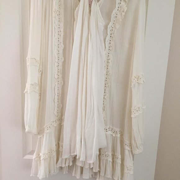 Free People Snow Angel Mini Dress Ivory, Long Sleeve - Picture 6 of 8